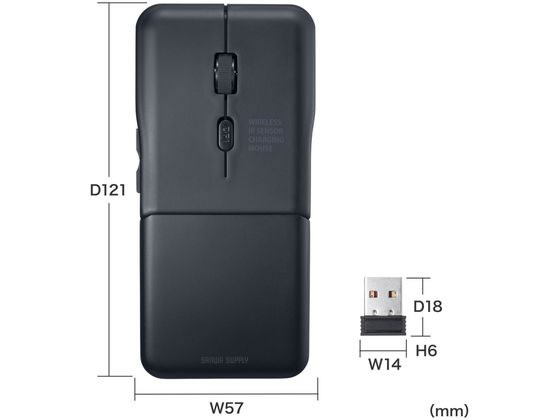 サンワサプライ 静音ワイヤレス IR LEDマウス(5ボタン・薄型) 1個（ご注文単位1個）【直送品】
