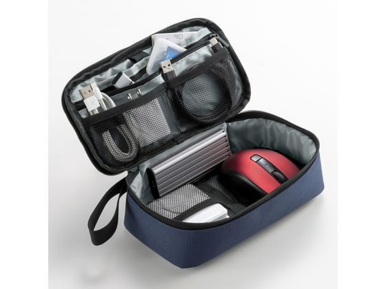 サンワサプライ トラベル小物ポーチ(215×115×65) IN-AD12NV 1個(ご注文単位1個)【直送品】