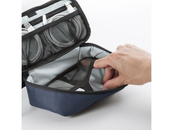 サンワサプライ トラベル小物ポーチ(215×115×65) IN-AD12NV 1個(ご注文単位1個)【直送品】