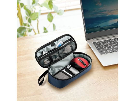 サンワサプライ トラベル小物ポーチ(245×100×65) IN-AD13NV 1個(ご注文単位1個)【直送品】