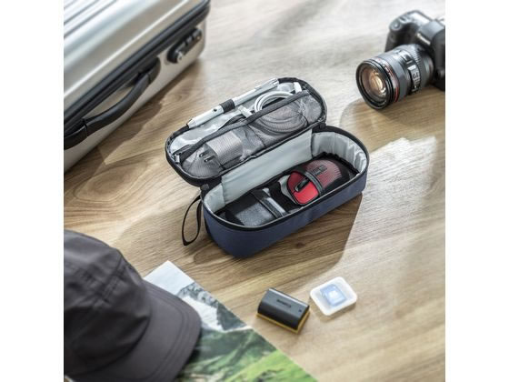 サンワサプライ トラベル小物ポーチ(245×100×65) IN-AD13NV 1個(ご注文単位1個)【直送品】