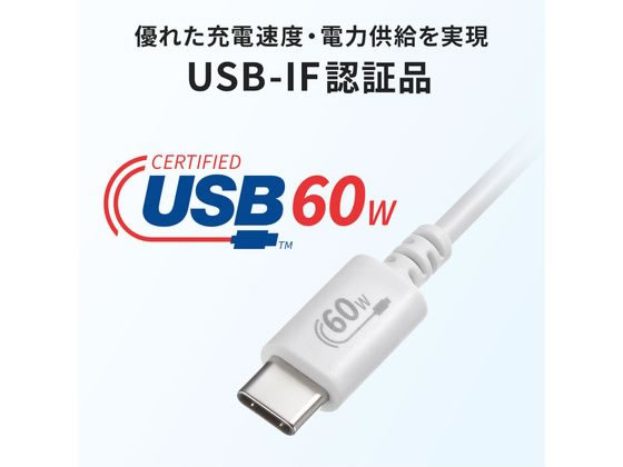 サンワサプライ USB 2.0 Type-Cケーブル 2m ホワイト KU-CCP6020W 1本（ご注文単位1本）【直送品】