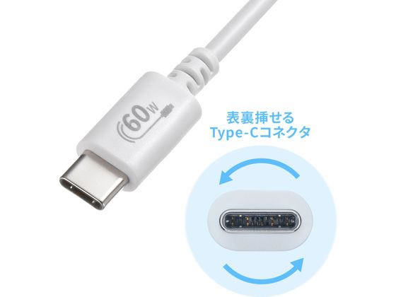 サンワサプライ USB 2.0 Type-Cケーブル 2m ホワイト KU-CCP6020W 1本（ご注文単位1本）【直送品】