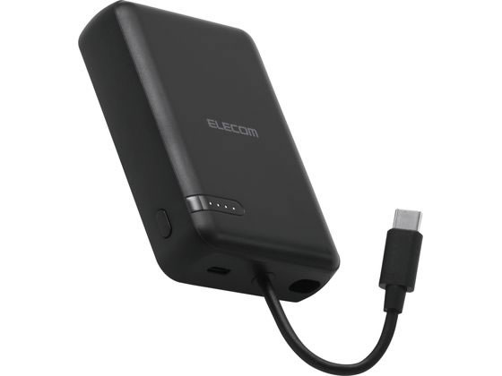 エレコム ケーブル一体モバイルバッテリー 10000mAh 黒 1個（ご注文単位1個）【直送品】