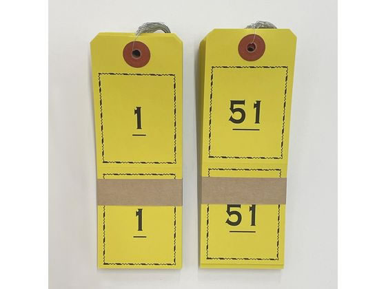 今村紙工 連番荷札 黄 No.1～No.100 RN-20 1袋（ご注文単位1袋）【直送品】