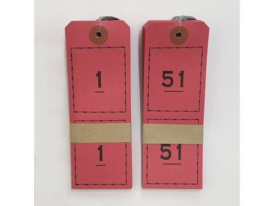 今村紙工 連番荷札 赤 No.1～No.100 RN-30 1袋（ご注文単位1袋）【直送品】
