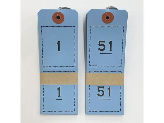 今村紙工 連番荷札 ブルー No.1～No.100 RN-40 1袋（ご注文単位1袋）【直送品】