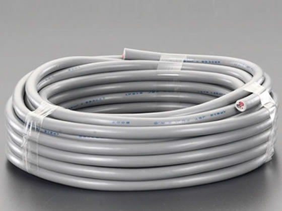 エスコ ビニールキャブタイヤケーブル VCTF 3心 灰 300V 7A 50m 1巻（ご注文単位1巻）【直送品】