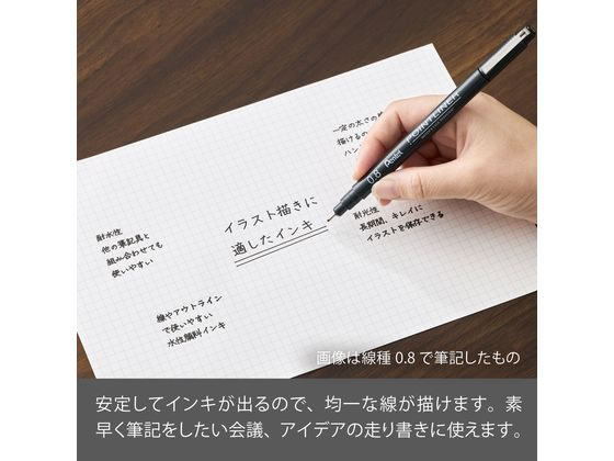 ぺんてる ミリペン ポイントライナー 0.8mm 黒 S20P-8AD 1本（ご注文単位1本）【直送品】