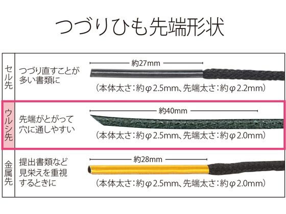 プラス つづりひも ウルシ先 黒 100本入 TF-500U No.500 1束(ご注文単位1束)【直送品】