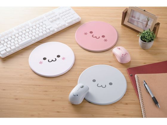 エレコム しろちゃんマウスパッド 丸型 ホワイトフェイス MP-FC01WF 1個(ご注文単位1個)【直送品】