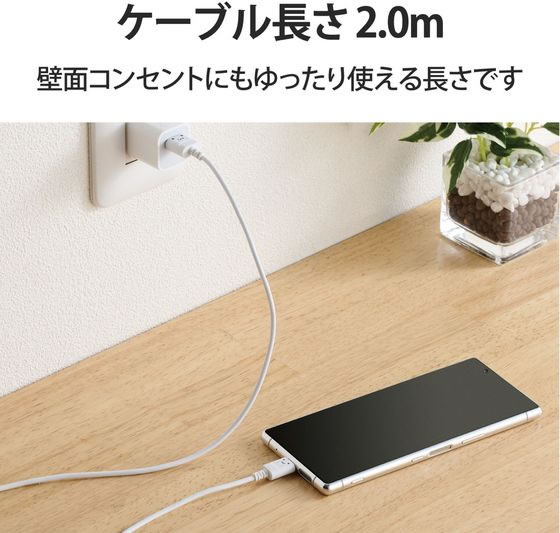 エレコム TypeCケーブル スリム 2m MPA-ACX20WF2 1個(ご注文単位1個)【直送品】