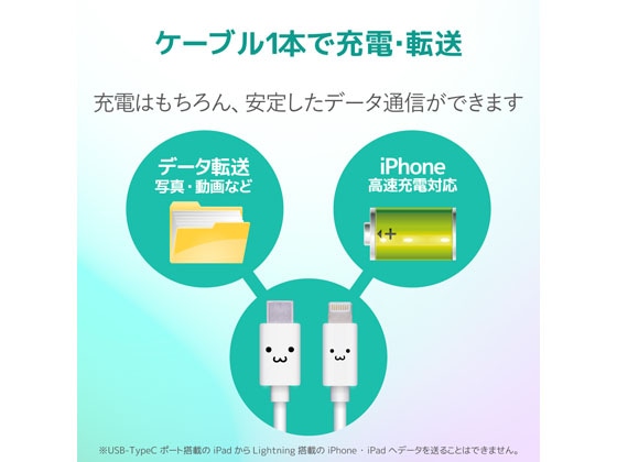 エレコム USB-C to Lightningケーブル 2.0m MPA-FCL20WF 1個(ご注文単位1個)【直送品】