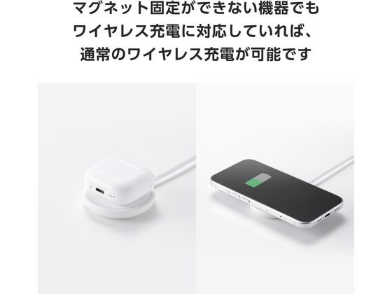 エレコム ワイヤレス充電器 マグネット式 Qi2 しろちゃん W-MA10WF 1個（ご注文単位1個）【直送品】