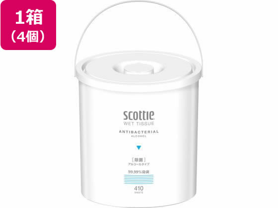 クレシア スコッティ ウェットティシュー 除菌アルコール 大容量 本体410枚×4 1箱（ご注文単位1箱）【直送品】