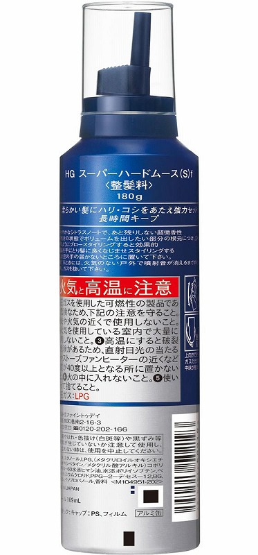 ファイントゥデイ HGスーパーハードムース 柔らい髪用 180g 1本(ご注文単位1本)【直送品】
