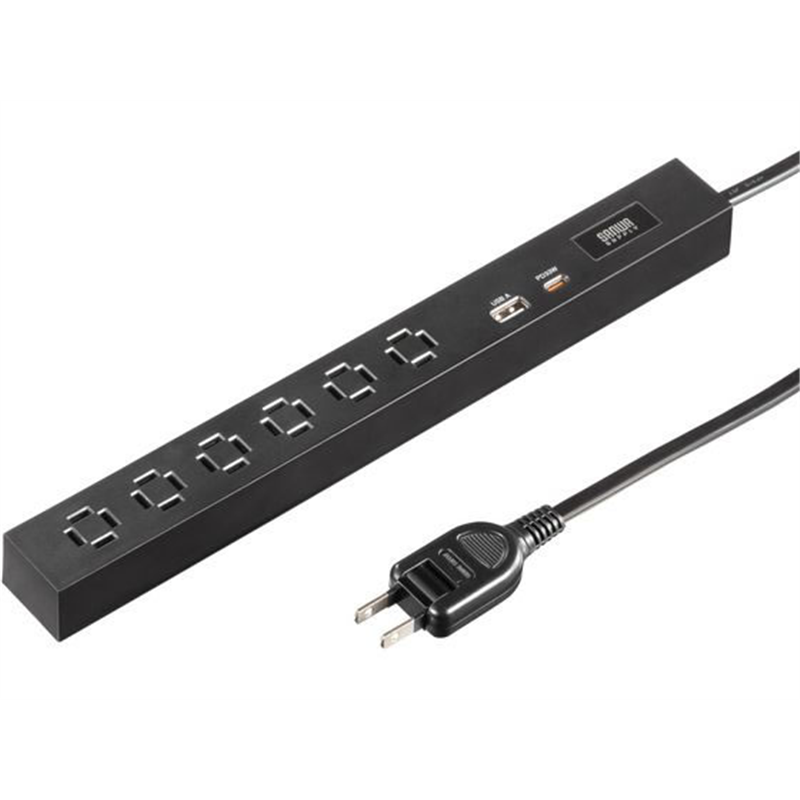 サンワサプライ スリムタップ 1.5m・ブラック TAP-SLIM6UC-15BK 1個（ご注文単位1個）【直送品】