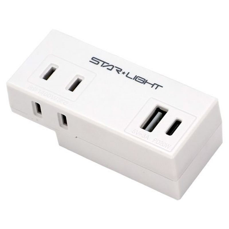 STARLIGHT モバイルUSB電源タップ SK-S2AC2USBPD20 1個（ご注文単位1個）【直送品】