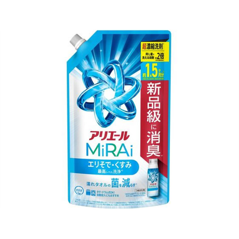 P&G アリエールミライ 洗浄プラス 詰替 特大サイズ 480g 1個(ご注文単位1個)【直送品】