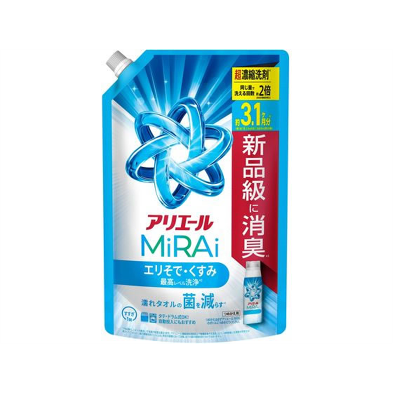 P&G アリエールミライ 洗浄プラス 詰替 ウルトラジャンボ980g 1個（ご注文単位1個）【直送品】