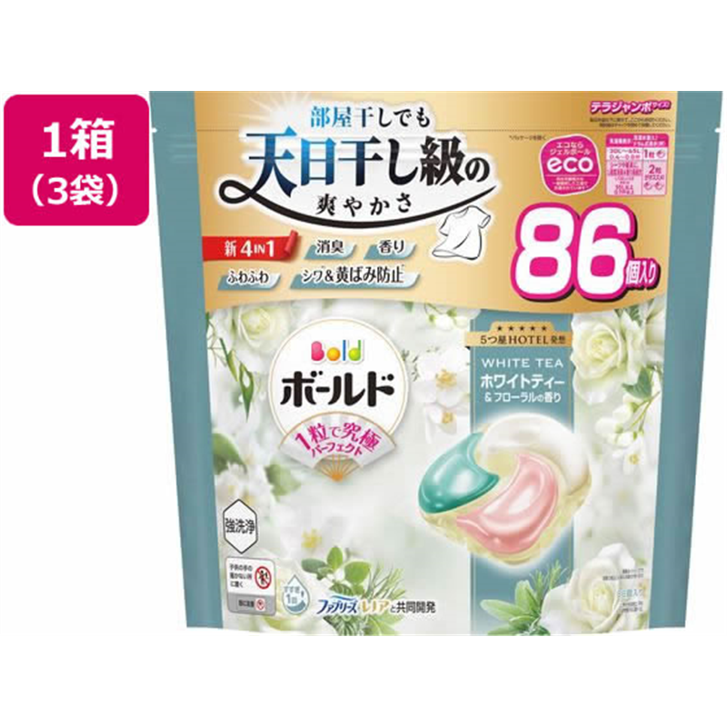 P&Gジャパン ボールド ジェル ボール 4Dホワイトティー替TJ 86個×3袋 1箱（ご注文単位1箱）【直送品】