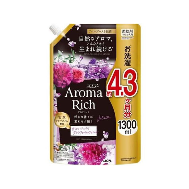 ライオン ソフラン アロマリッチ ジュリエット つめかえ用 1300mL 1個（ご注文単位1個）【直送品】