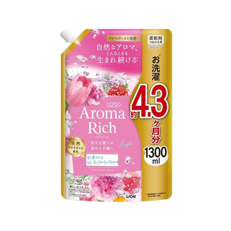 ライオン ソフラン アロマリッチ レイラ つめかえ用 1300mL 1個（ご注文単位1個）【直送品】