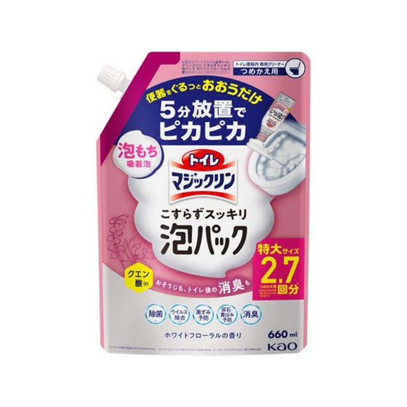 KAO トイレマジックリン こすらずスッキリ泡パック フローラル 詰替 660mL 1個（ご注文単位1個）【直送品】