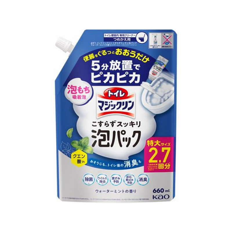 KAO トイレマジックリン こすらずスッキリ泡パック ミント 詰替 660mL 1個（ご注文単位1個）【直送品】