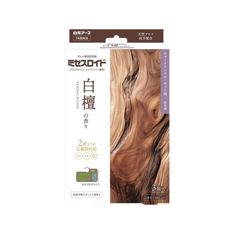白元アース ミセスロイドウォークインクローゼット用白檀の香り3個入 1個（ご注文単位1個）【直送品】