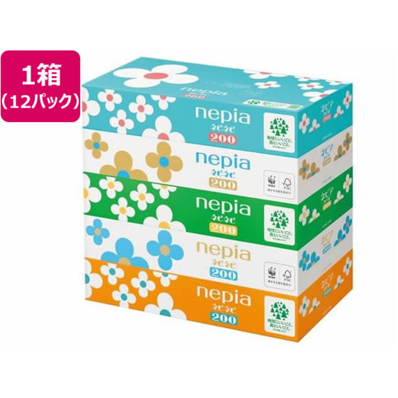 王子ネピア ネピア ネピネピ ティシュ 200W5P×12パック 1箱（ご注文単位1箱）【直送品】