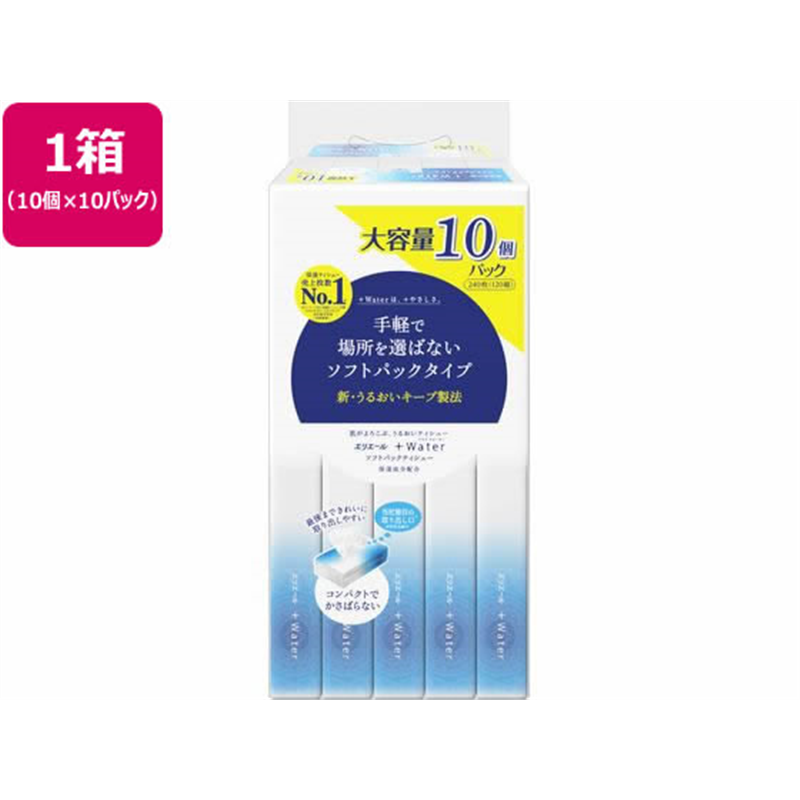 大王製紙 エリエール +Water ソフトパック 120W 10P×10パック 1箱（ご注文単位1箱）【直送品】