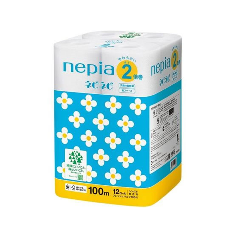 王子ネピア ネピネピ トイレット2倍巻 12ロール シングル 100m 1パック（ご注文単位1パック）【直送品】
