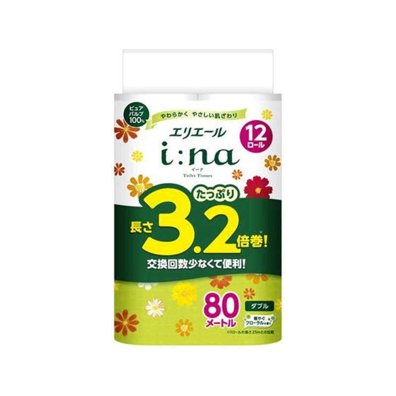 大王製紙 エリエール イーナトイレット 3.2倍巻 12ロールダブル 1パック（ご注文単位1パック）【直送品】