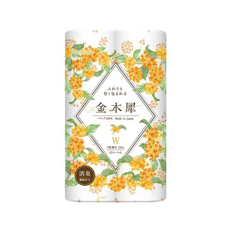 丸富製紙 Hanataba 金木犀 12ロール ダブル25m 1パック（ご注文単位1パック）【直送品】