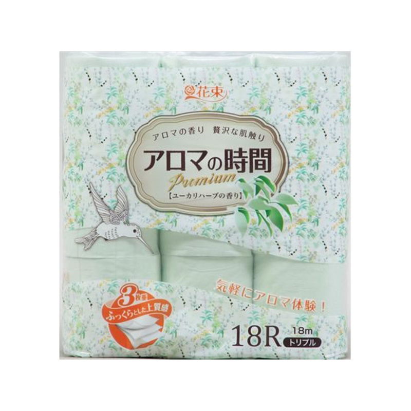 丸富製紙 花束 アロマの時間 ユーカリハーブ18ロールトリプル 1パック（ご注文単位1パック）【直送品】