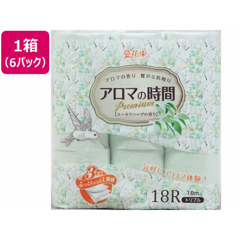 丸富製紙 花束 アロマの時間 ユーカリハーブ18ロールトリプル×6パック 1箱（ご注文単位1箱）【直送品】