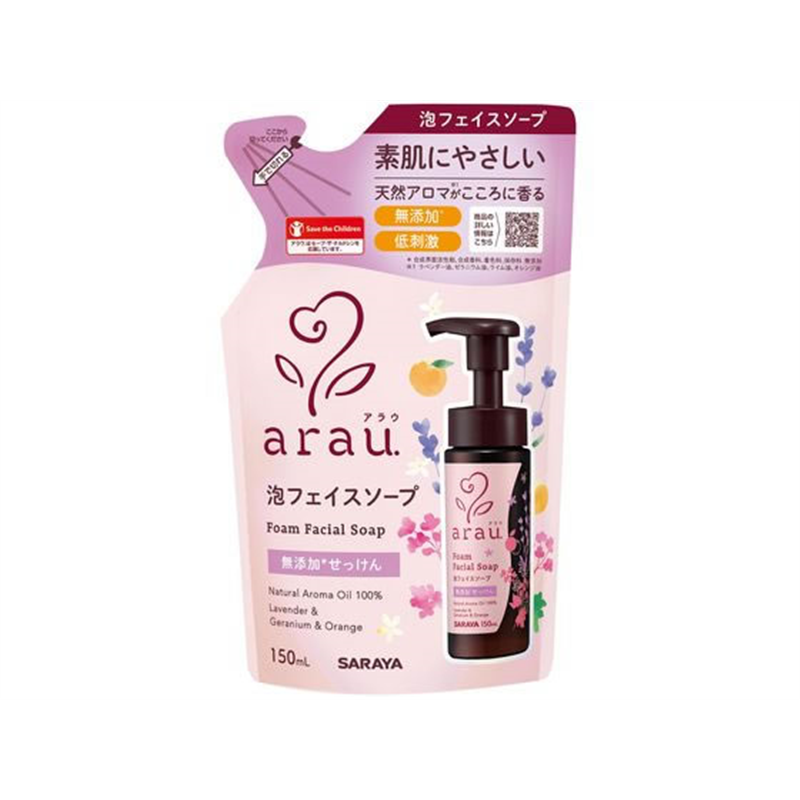 サラヤ アラウ. 泡フェイスソープ 詰替 150mL 1個（ご注文単位1個）【直送品】