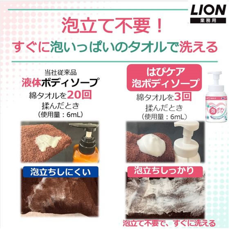 ライオンハイジーン LION介護はぴケア泡ボディソープ500mL 1個（ご注文単位1個）【直送品】