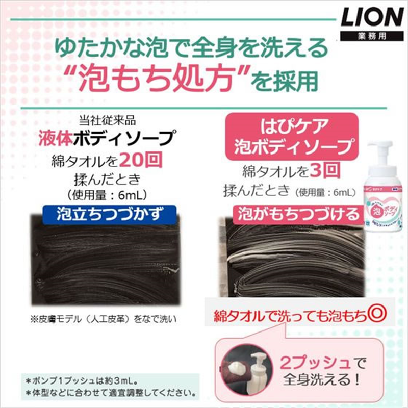 ライオンハイジーン LION介護はぴケア泡ボディソープ500mL 1個（ご注文単位1個）【直送品】