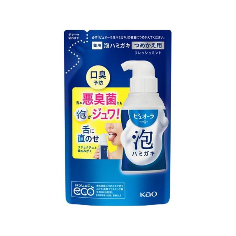KAO ピュオーラ 泡ハミガキ フレッシュミント つめかえ用 100mL 1個（ご注文単位1個）【直送品】