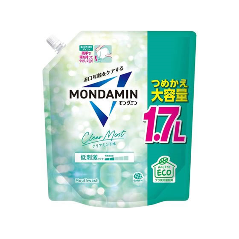 アース製薬 モンダミン クリアミント 替え 大容量 1700mL 1個（ご注文単位1個）【直送品】