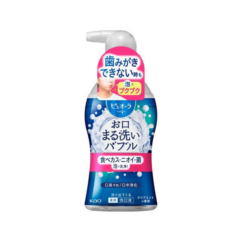 KAO ピュオーラ 泡で出てくる洗口液 クリアミント 180mL 1個（ご注文単位1個）【直送品】