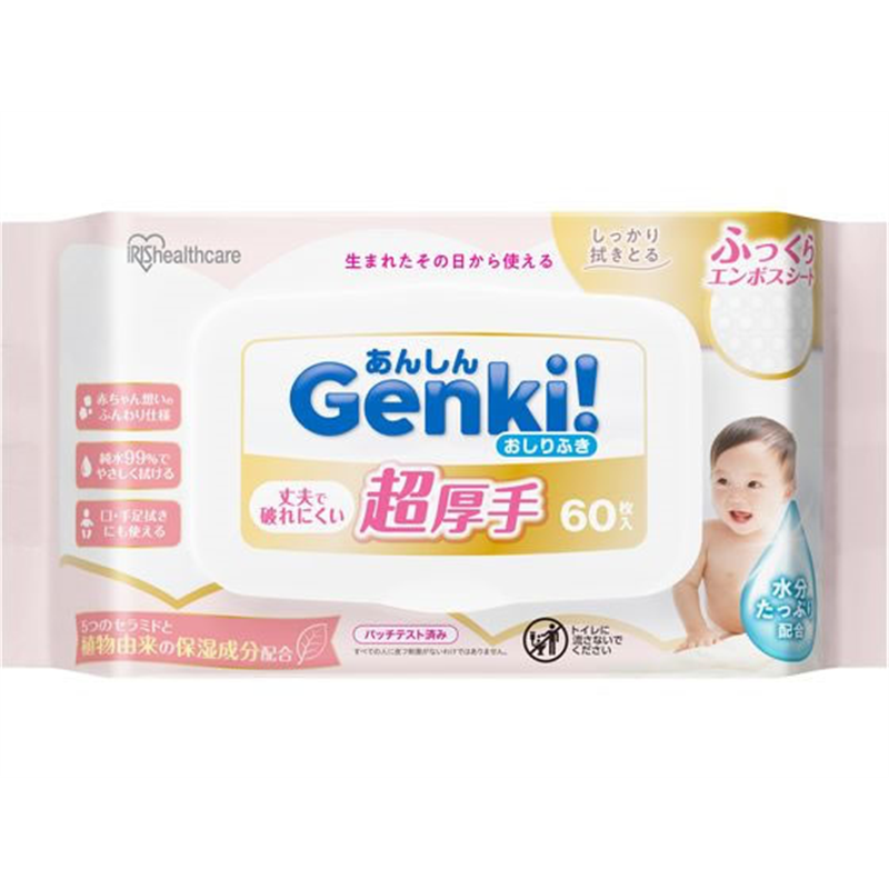 アイリスオーヤマ Genki!おしりふき 超厚手60枚入 GOK-ST601N 1パック（ご注文単位1パック）【直送品】