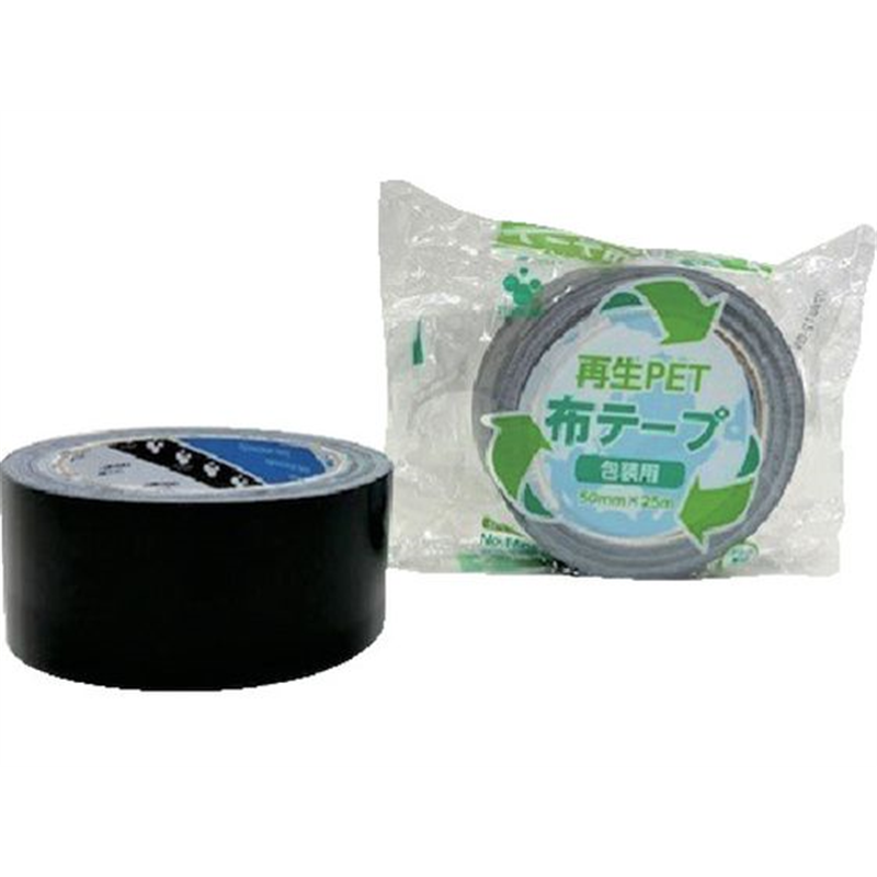TERAOKA 再生PET布テープ No.1605 黒 50mm×25M 1巻（ご注文単位1巻）【直送品】