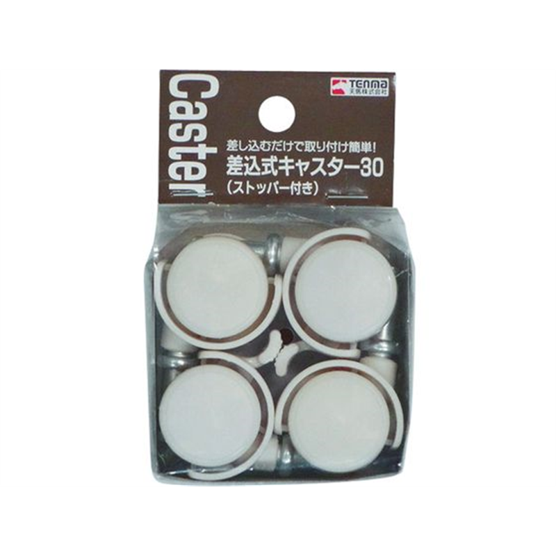 TENMA 差込式キャスター30 ストッパー付 4個入り CAP 811001005 1袋（ご注文単位1袋）【直送品】