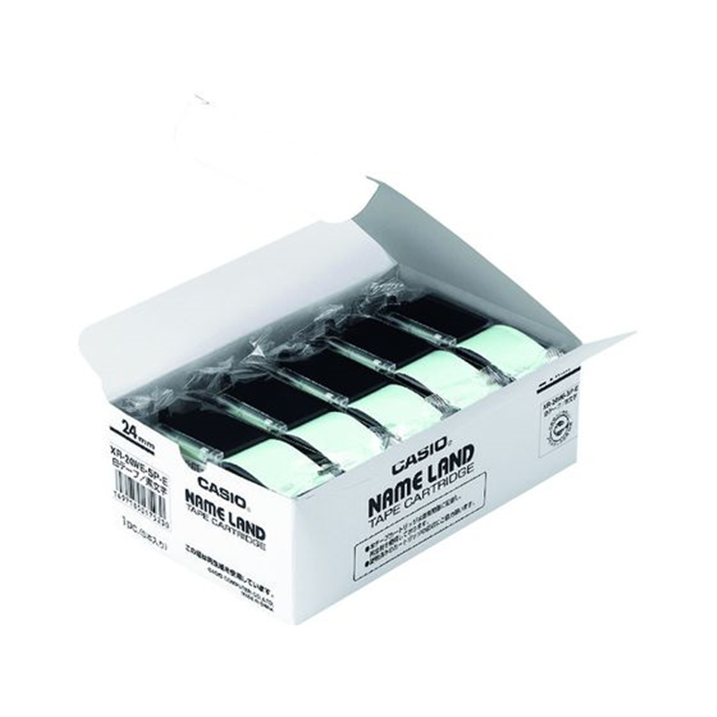 カシオ ネームランド用スタンダードテープ5本入り24mm 白に黒文字 1箱（ご注文単位1箱）【直送品】