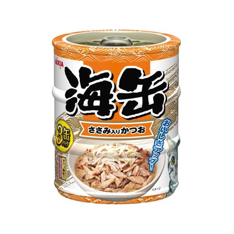 アイシア 海缶 ミニ3P ささみ入りかつお ゼリータイプ 180g 1パック（ご注文単位1パック）【直送品】