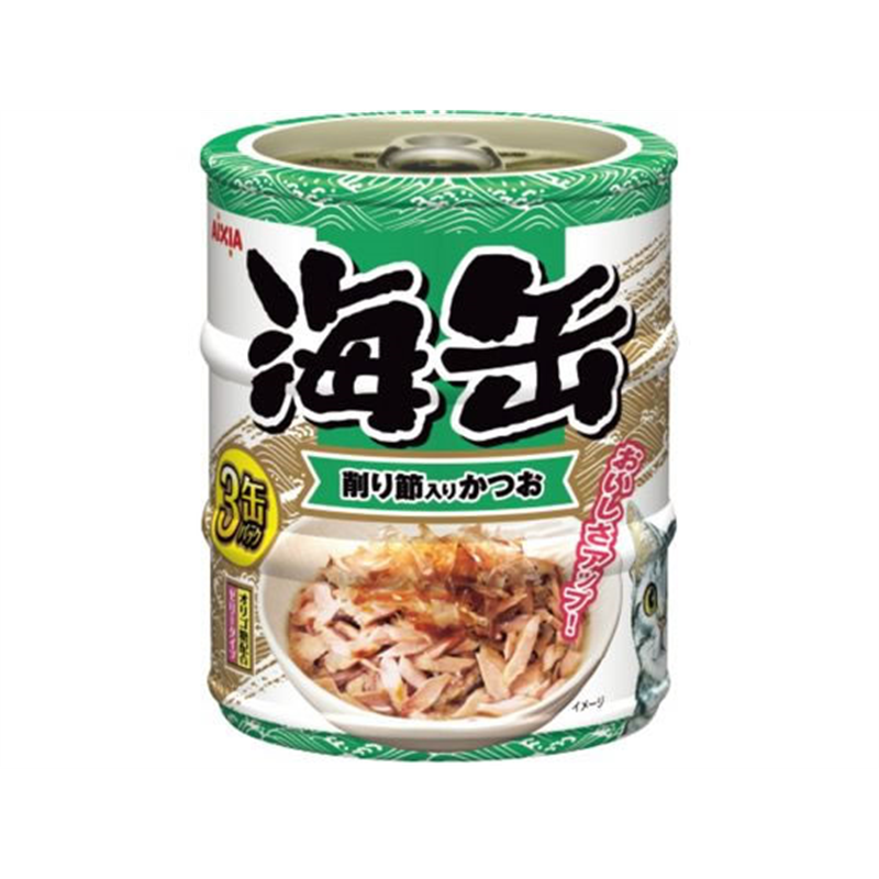 アイシア 海缶 ミニ3P 削り節入りかつお 180ｇ(60g×3缶) 1パック（ご注文単位1パック）【直送品】