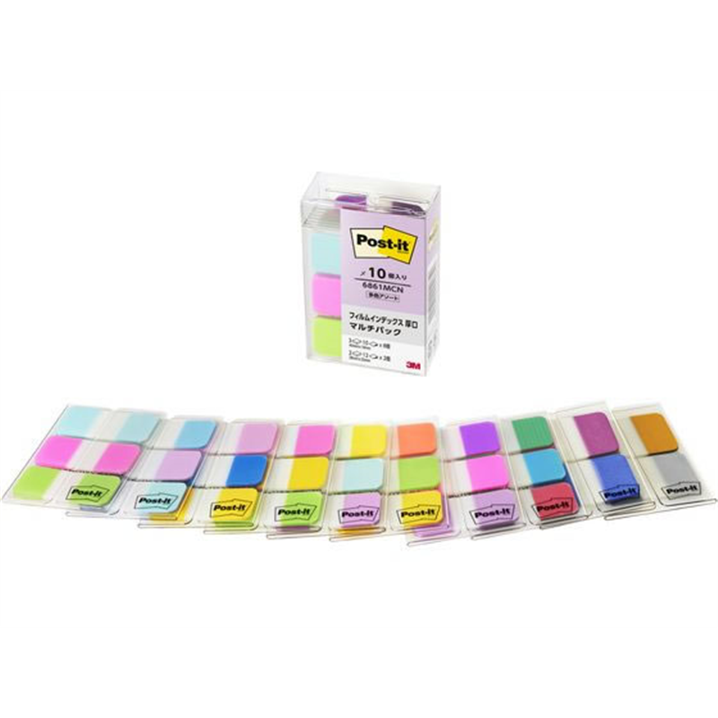 3M ポストイット フィルムふせんインデックス 厚口 透明 マルチカラー 1個（ご注文単位1個）【直送品】